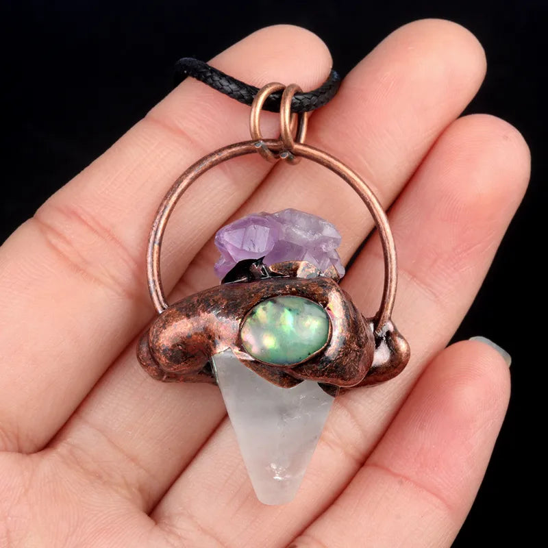 Natural Stone Abalone Shell Bohemian Pendant Necklace image 6
