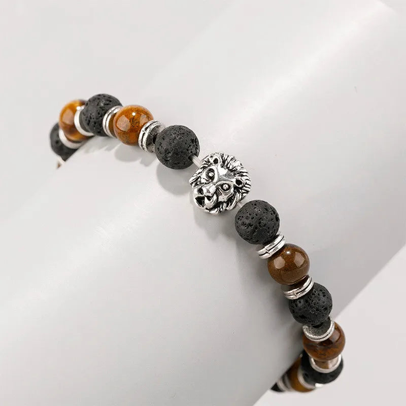 Tiger Eye Lion Natural Stone Beaded Bracelets image 1