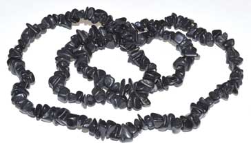 (11) Black Stone Chip Necklace 32" image 0