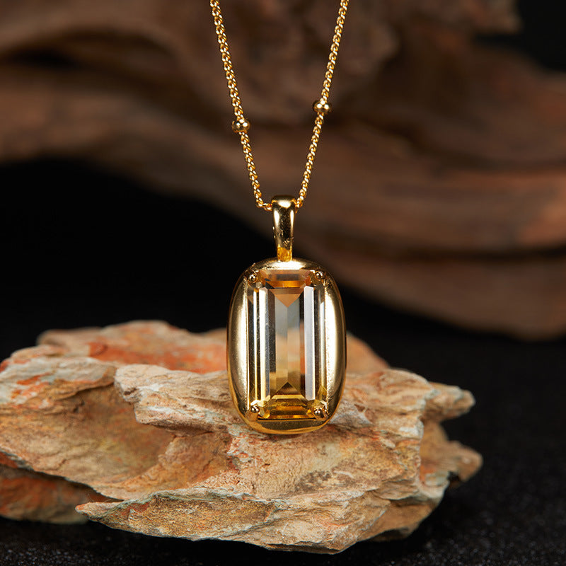 Citrine Amethyst Ring Necklace s925 image 5