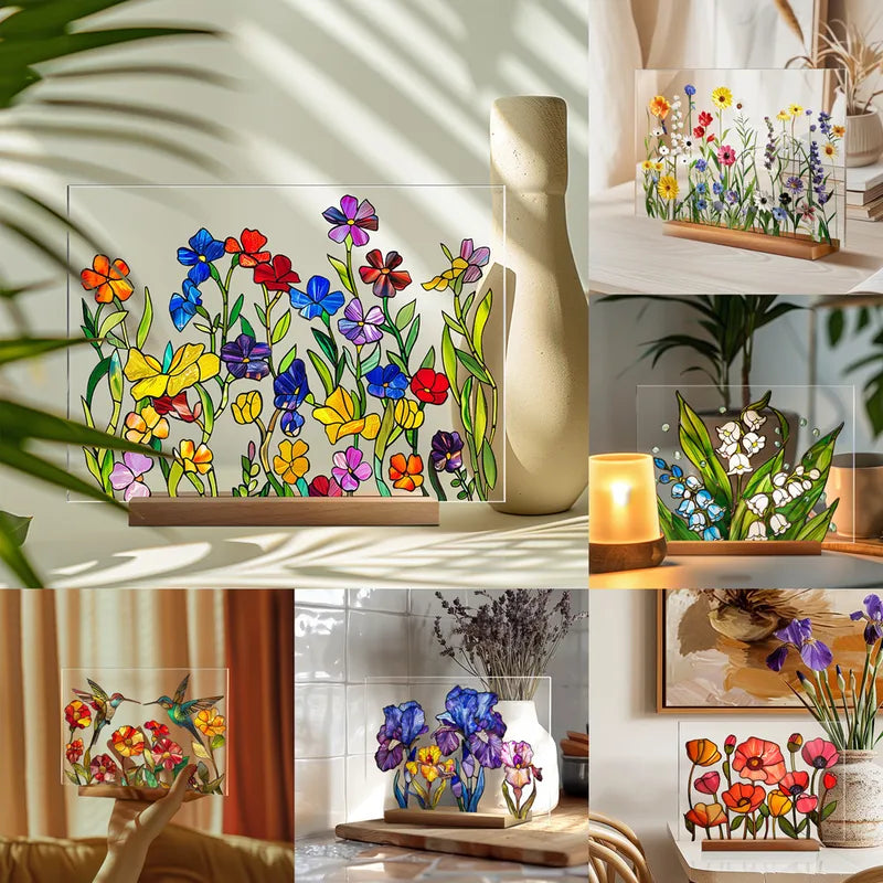 Elegant Style Flower Acrylic Wood Stand image 0