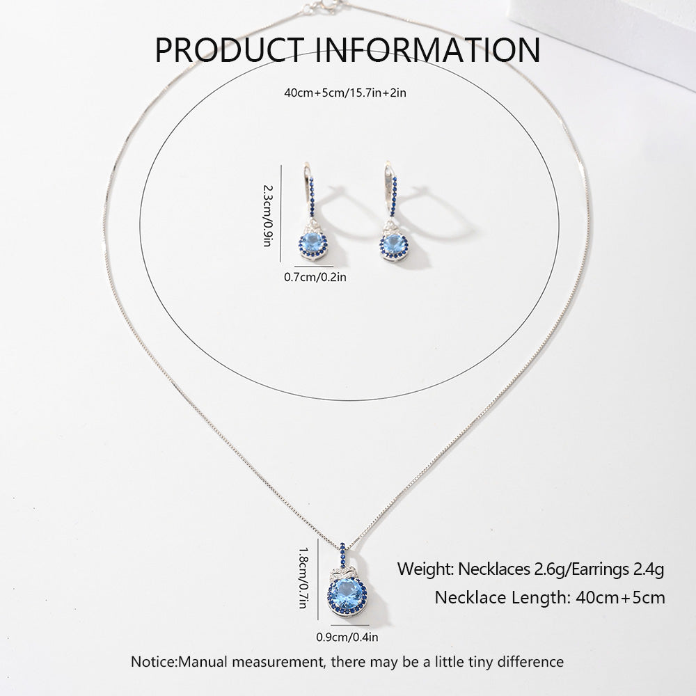 Zircon White Gold Rhodium Plated Earrings Necklace Jewelry Set image 8