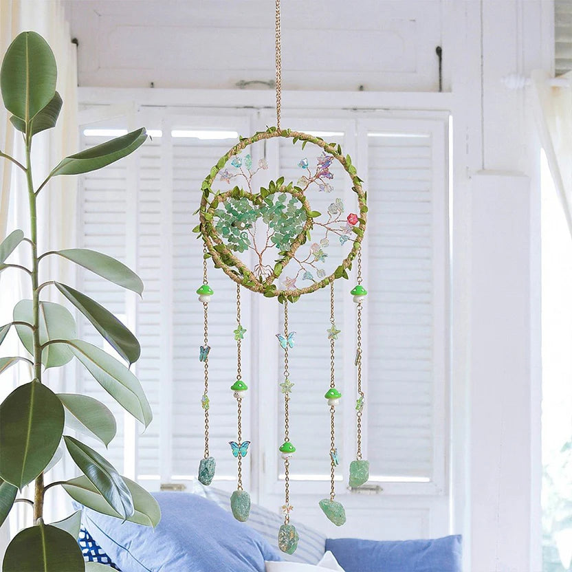 Green Adventurine Tree Heart Suncatcher image 0