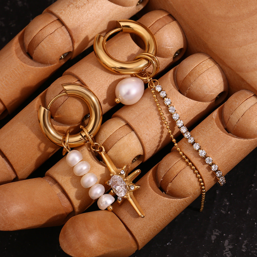 Freshwater Pearl Star Drop Earrings image 3