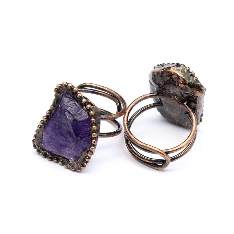 Vintage Style Simple Style Geometric Natural Stone Open Ring image 2