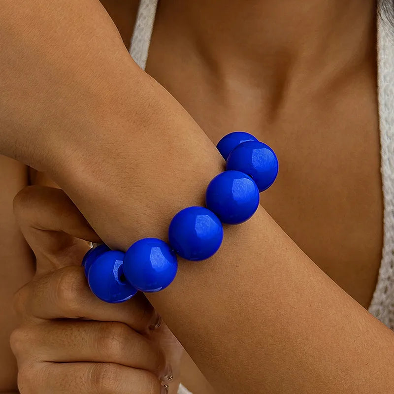 Simple Style Round Plastic Beaded Chain Slip-on Beaded Bracelet image 1