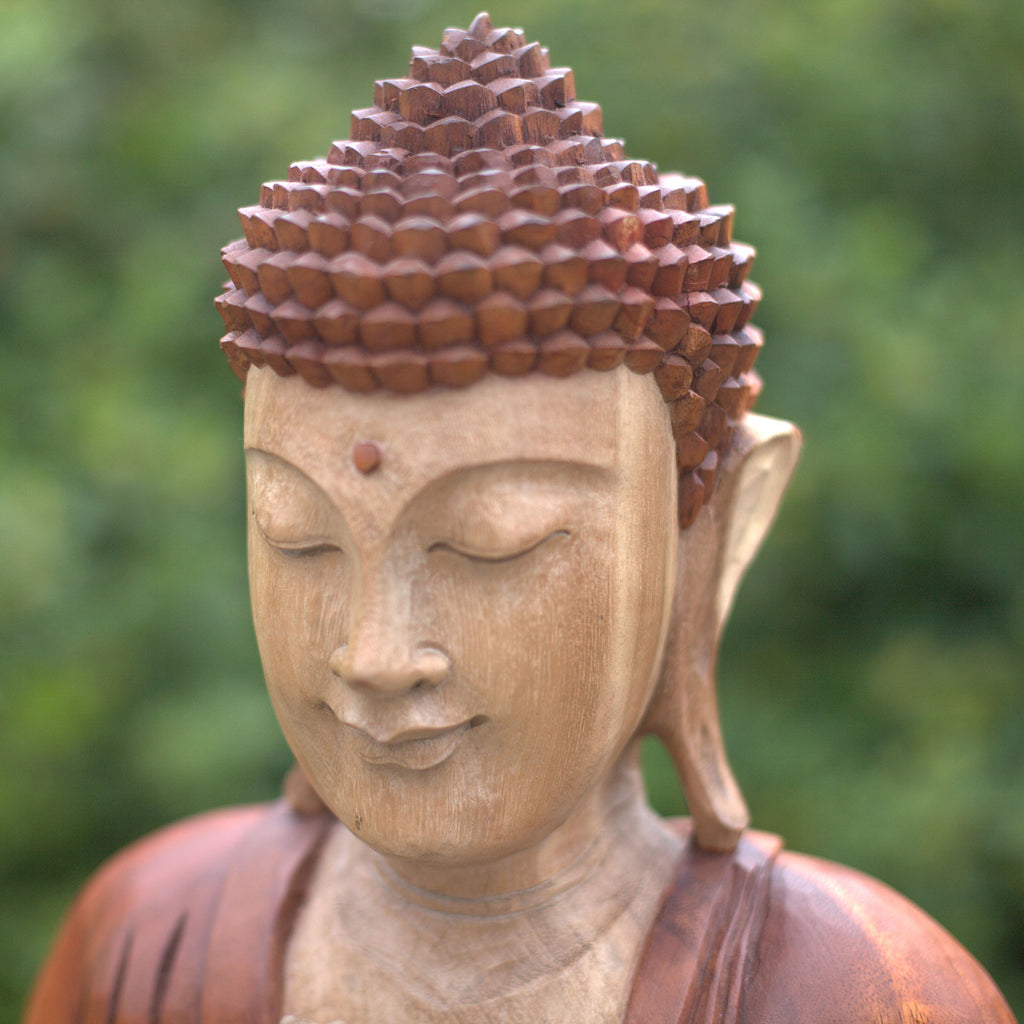 Hand Carved Buddha Statue - 30cm Hand Down image 3