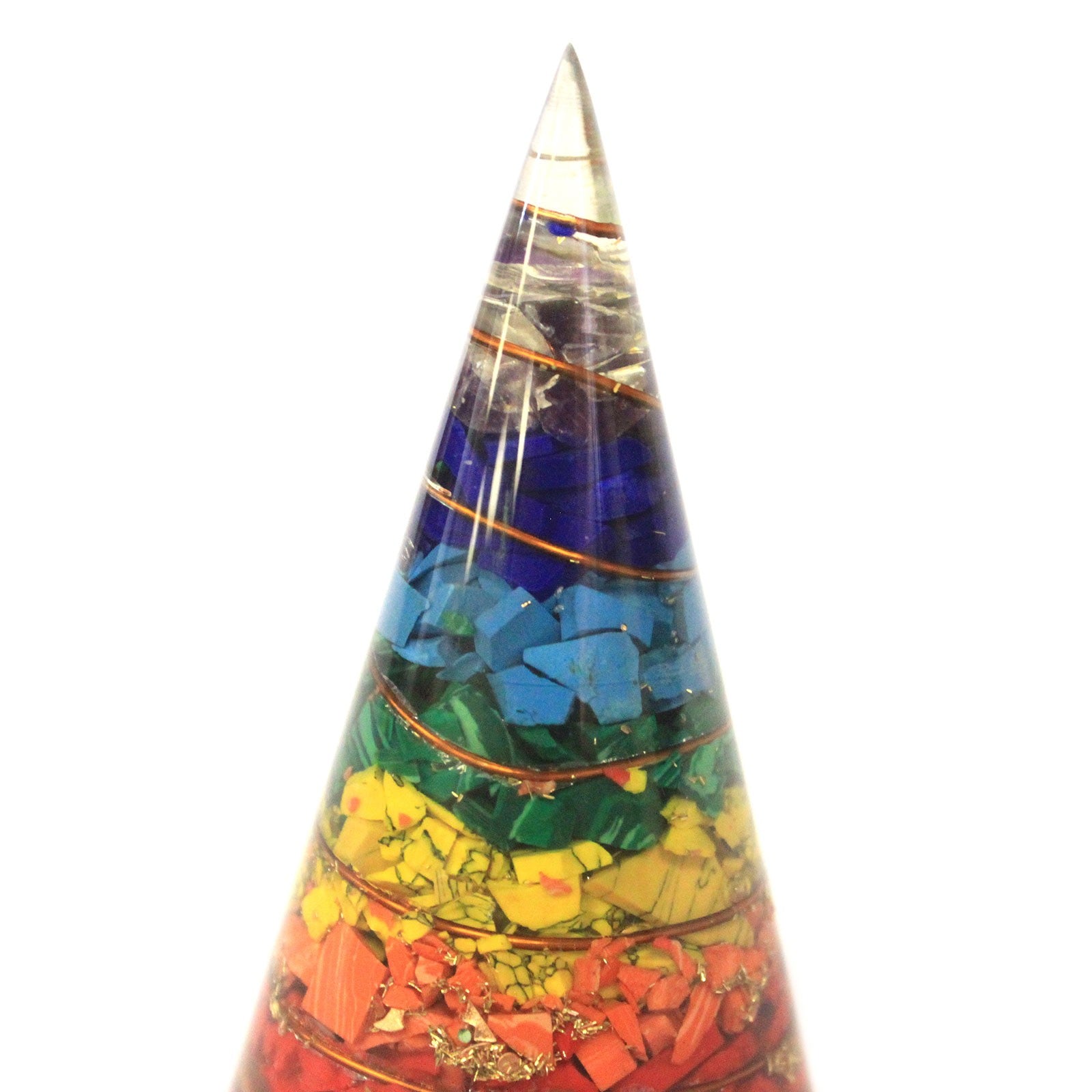 Orgonite Cone - 80mm - (Chakra Multichip) image 2