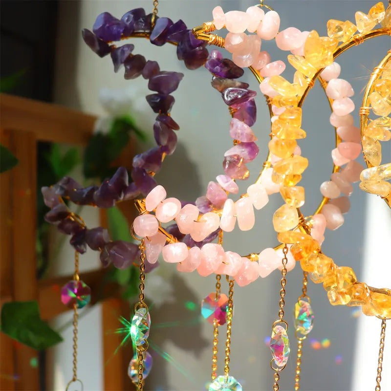 Casual Elegant Moon Crystal Suncatcher Wind Chime Wall Art image 1
