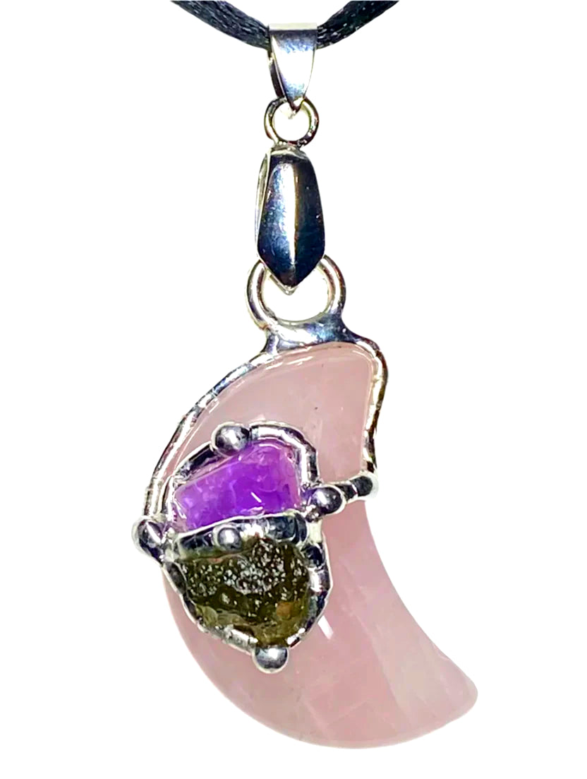 Moldavite Quantum Love Moldavite Plain Moon Pendant image 0