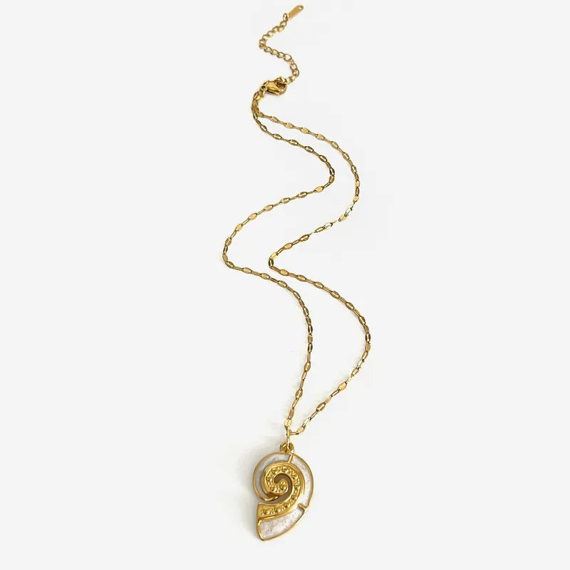 Jewelry Beach Golden Conch 316L Stainless Steel Plating Pendant Necklace image 0