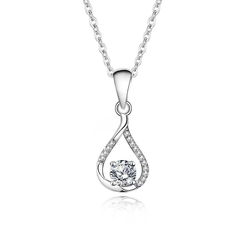 Teardrop Pendant 925 Sterling Silver Moissanite GRA Plating Inlay Geometric image 3