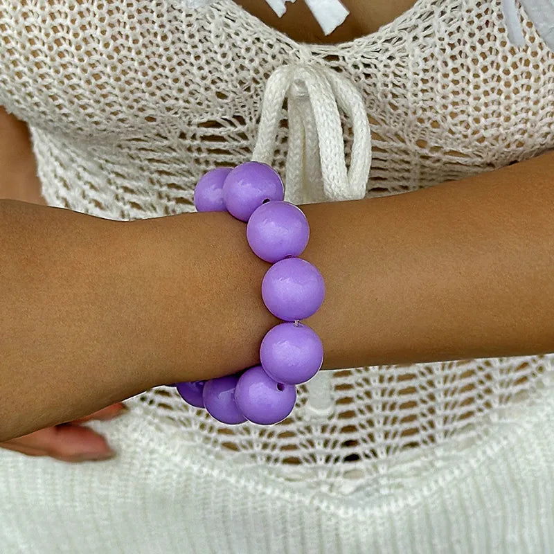 Simple Style Round Plastic Beaded Chain Slip-on Beaded Bracelet image 0