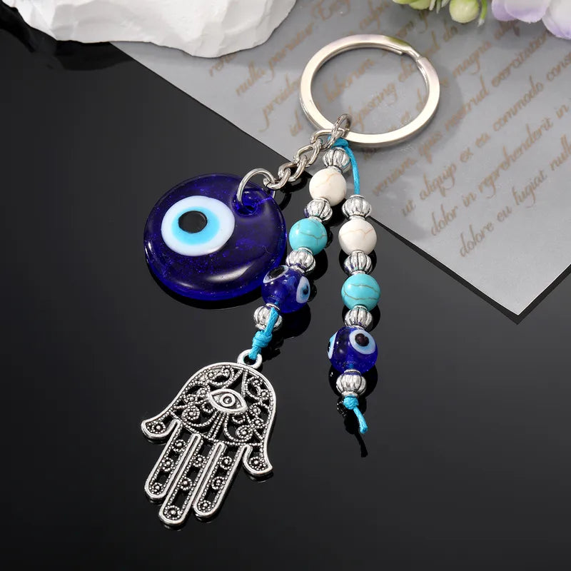 Devil'S Eye Palm Alloy Glass Plating Bag Keychain image 2