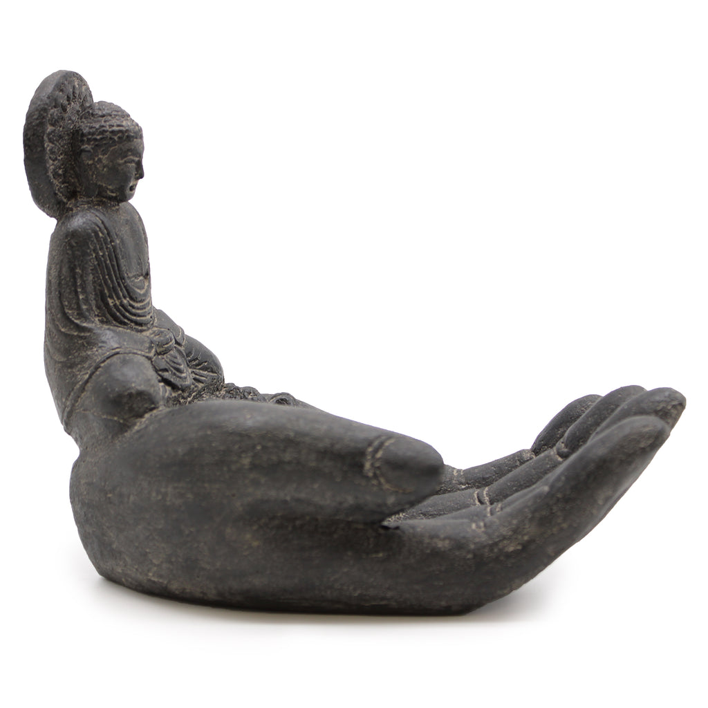 Buddah & Hand Concrete Incense Burner (black) image 1