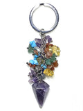 Amethyst Chakra Cluster Pendulum Keychain image 0