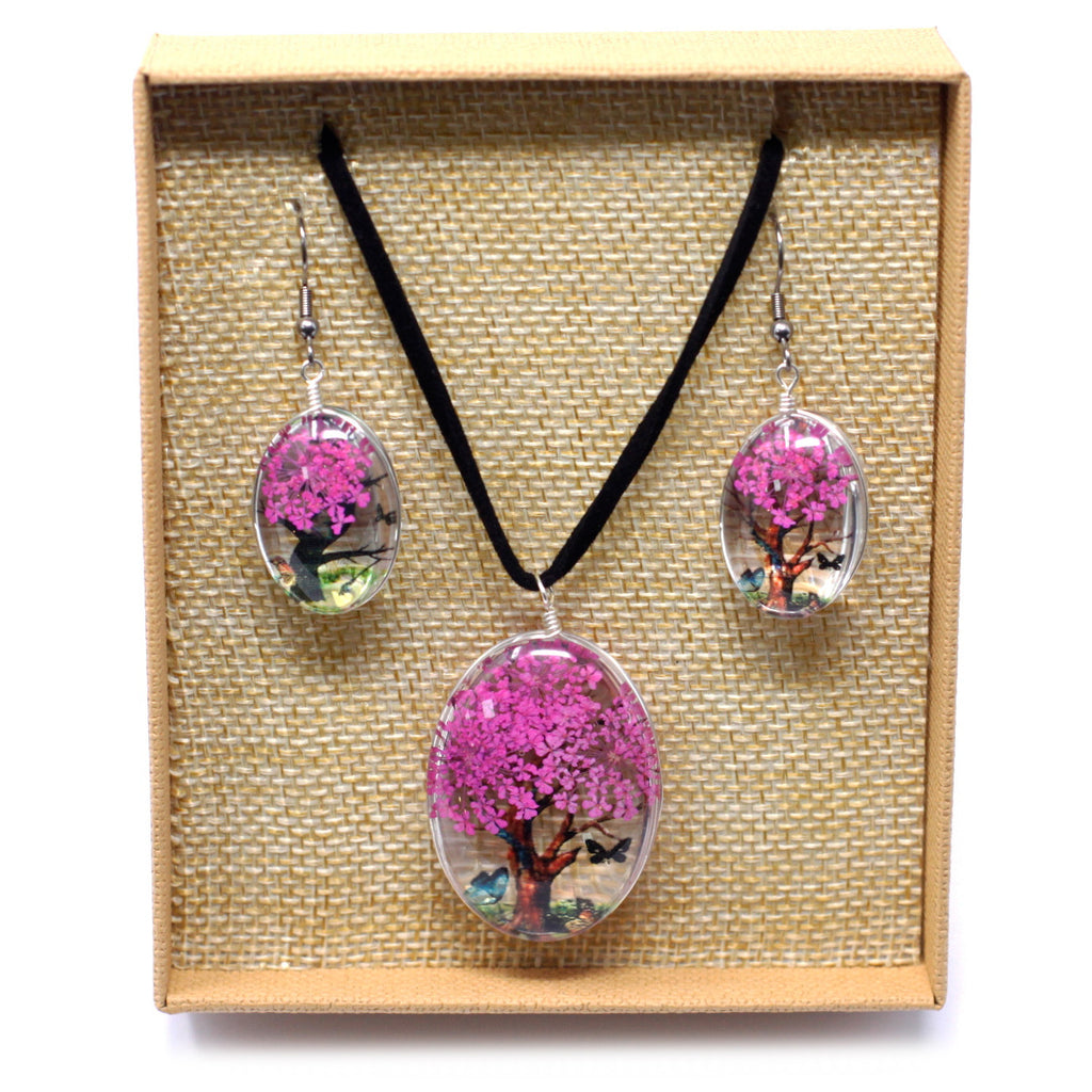 copy of Pressed Flowers - Tree of Life set - Bright Pink image 0