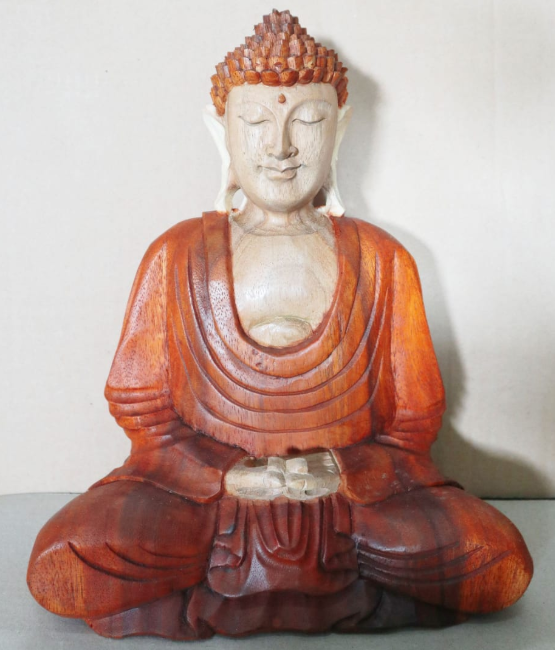 Hand Carved Buddha Statue - 30cm Hand Down image 1
