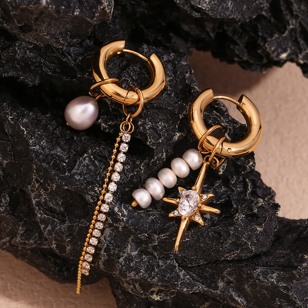 Freshwater Pearl Star Drop Earrings image 0