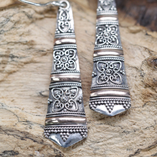 Silver & Gold Earring - Tribal Drops image 4