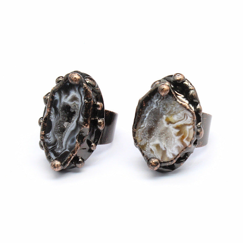 Vintage Style Simple Style Geometric Natural Stone Open Ring image 1