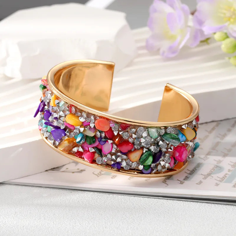 Retro Alloy Plating Natural Stone Bangle image 5