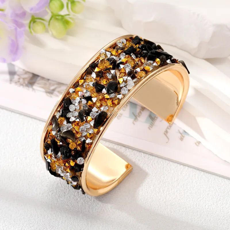 Retro Alloy Plating Natural Stone Bangle image 3