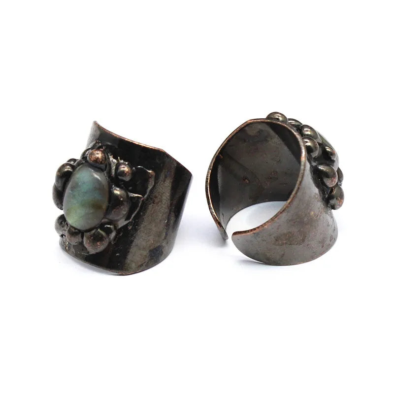 Vintage Style Simple Style Geometric Natural Stone Open Ring image 4