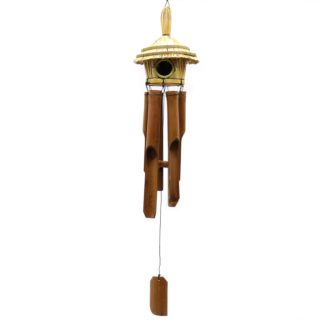 Round Seagrass Bird Box with Chimes image 0