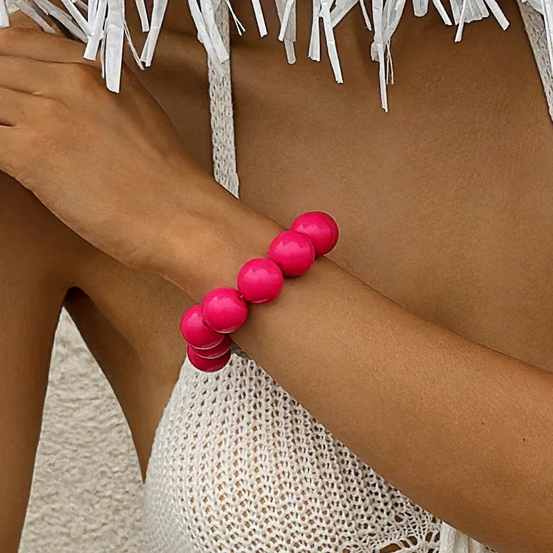 Simple Style Round Plastic Beaded Chain Slip-on Beaded Bracelet image 7