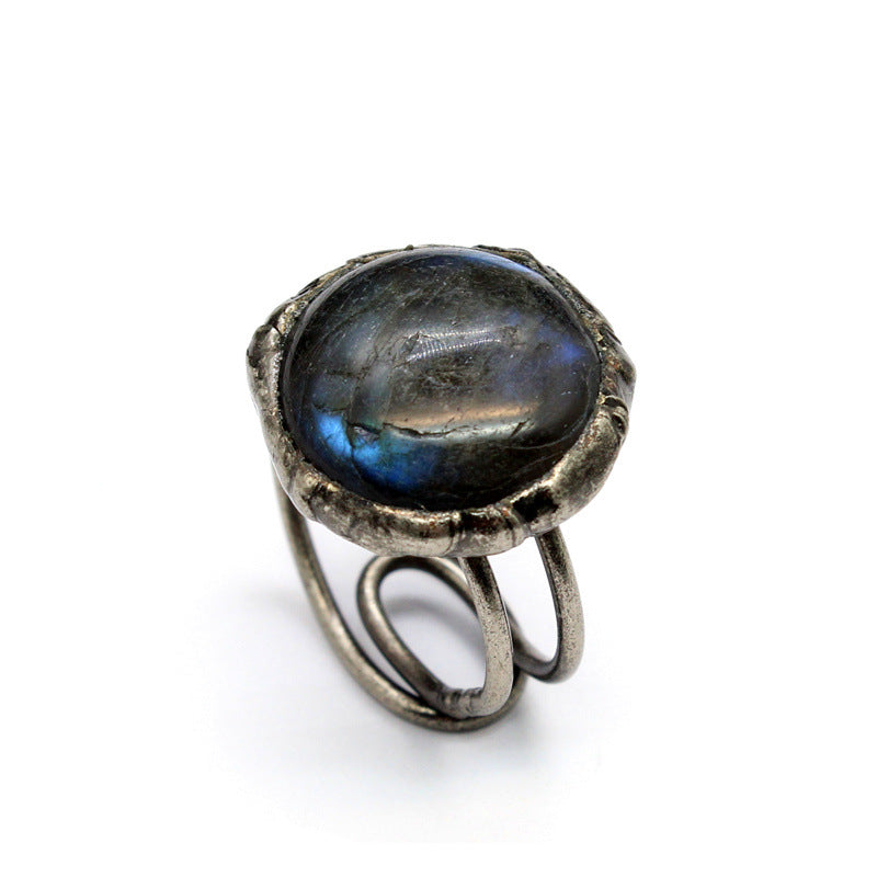 Vintage Style Classic Style Geometric Natural Stone Black Tourmaline Open Ring image 8