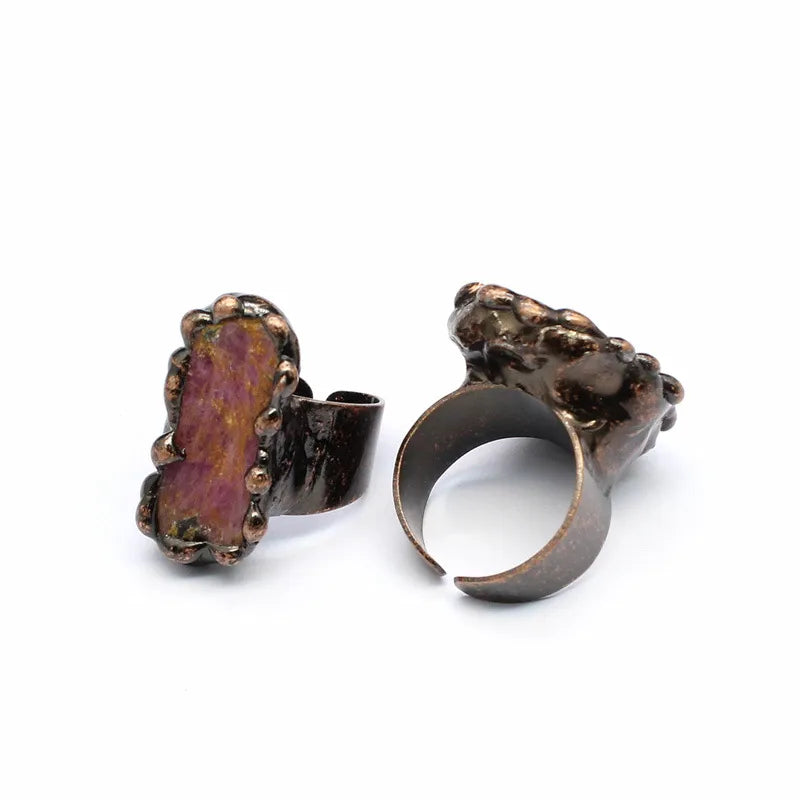 Vintage Style Simple Style Geometric Natural Stone Open Ring image 12