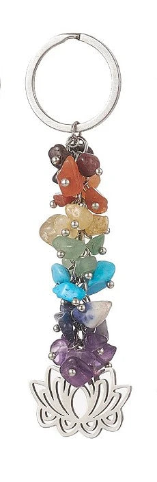 Chakra Cluster With Lotus Charm Keychain image 0