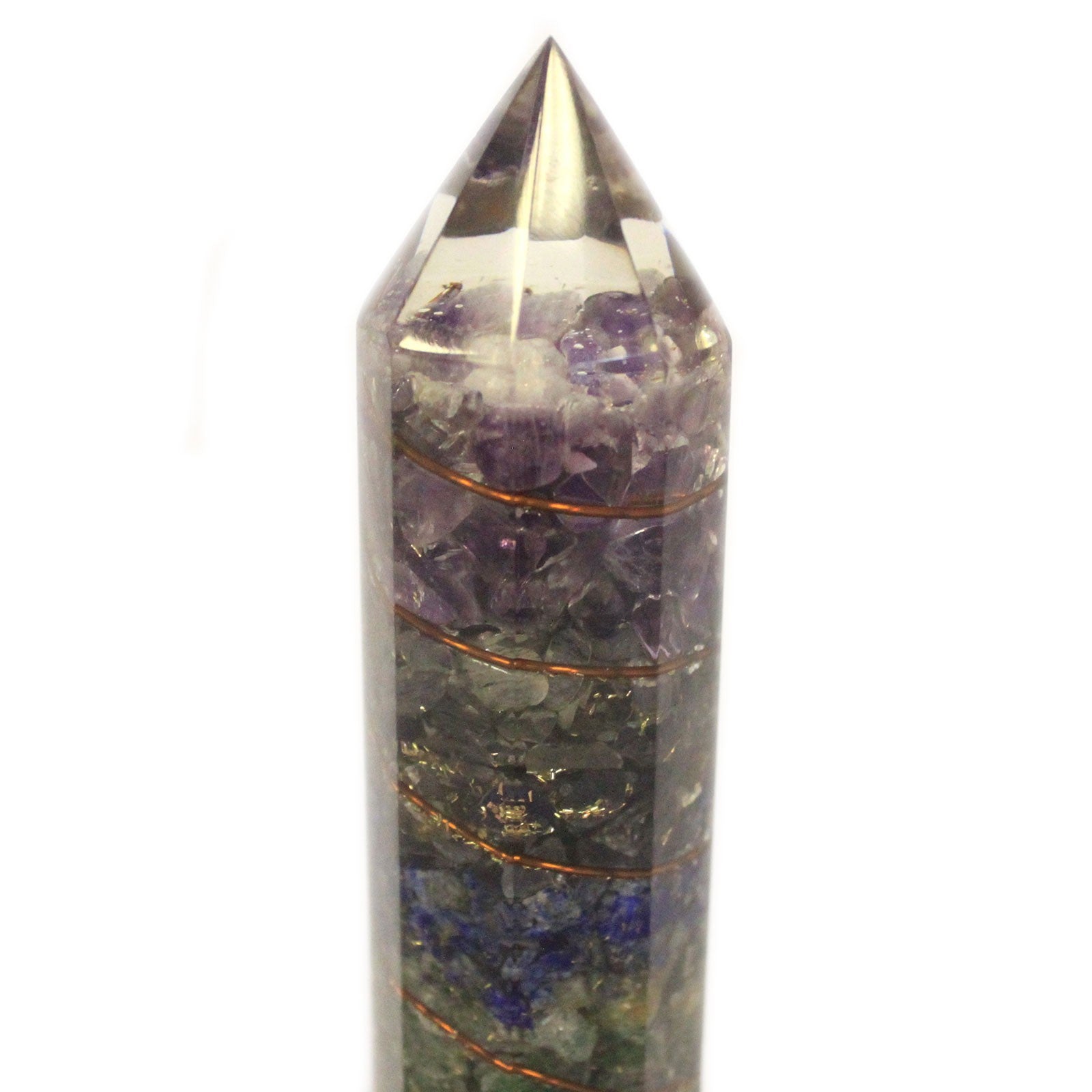 Orgonite Power Wand 15cm Copper & Gem Chips image 1