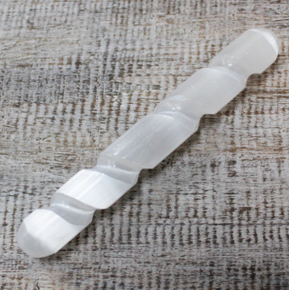 Spiral Selenite Wand - 16 cm (Round Both Ends) image 0