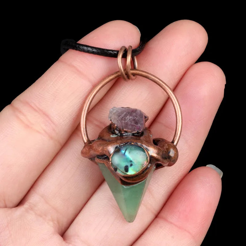 Natural Stone Abalone Shell Bohemian Pendant Necklace image 4