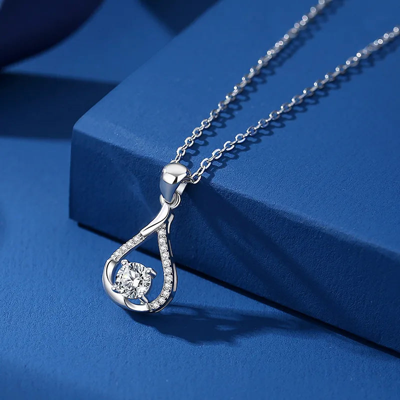 Teardrop Pendant 925 Sterling Silver Moissanite GRA Plating Inlay Geometric image 4