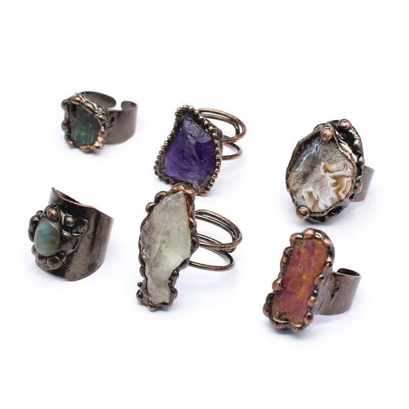 Vintage Style Simple Style Geometric Natural Stone Open Ring image 8