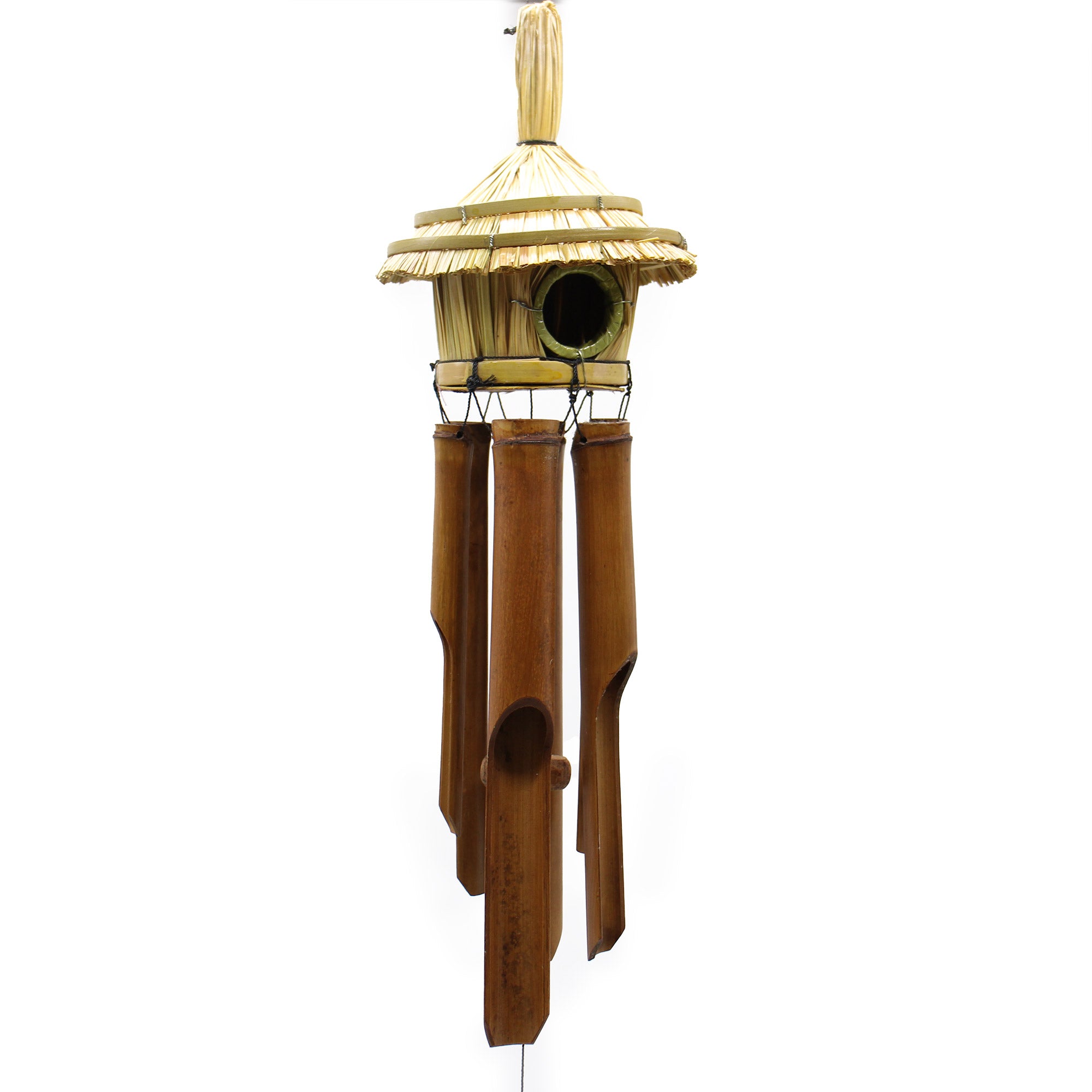 Round Seagrass Bird Box with Chimes image 3