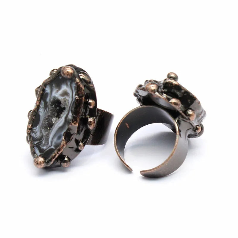Vintage Style Simple Style Geometric Natural Stone Open Ring image 11