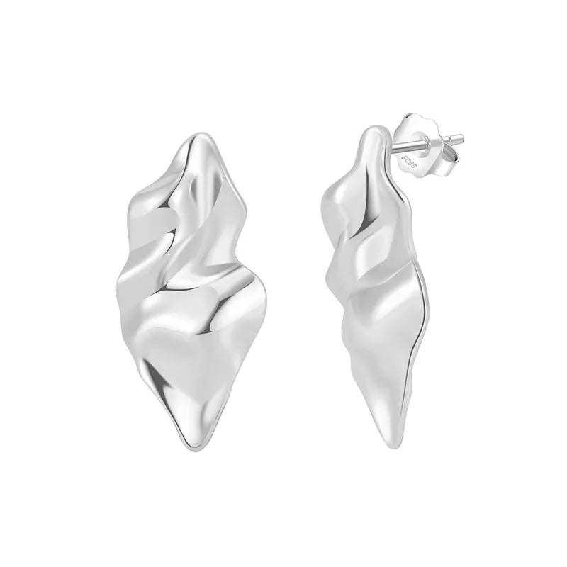 14K Gold Plated 925 Sterling Silver 925 Sterling Silver Earrings Irregular Solid image 2