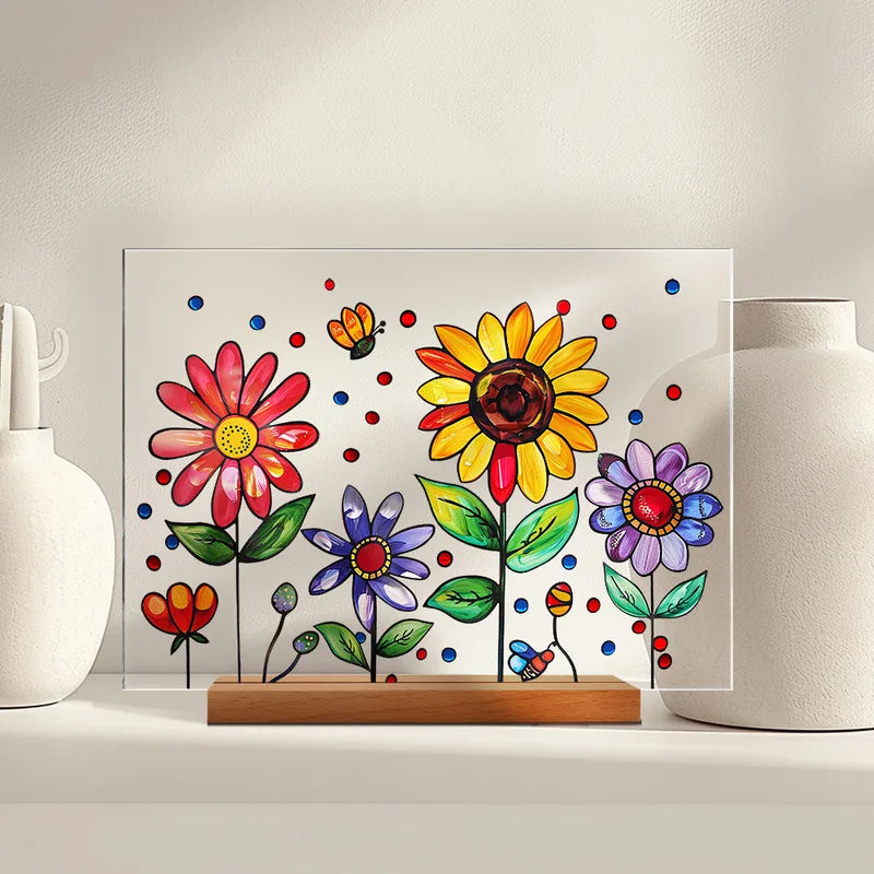 Elegant Style Flower Acrylic Wood Stand image 4