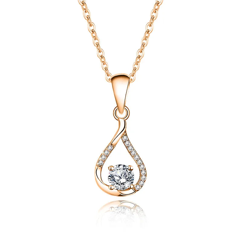 Teardrop Pendant 925 Sterling Silver Moissanite GRA Plating Inlay Geometric image 1