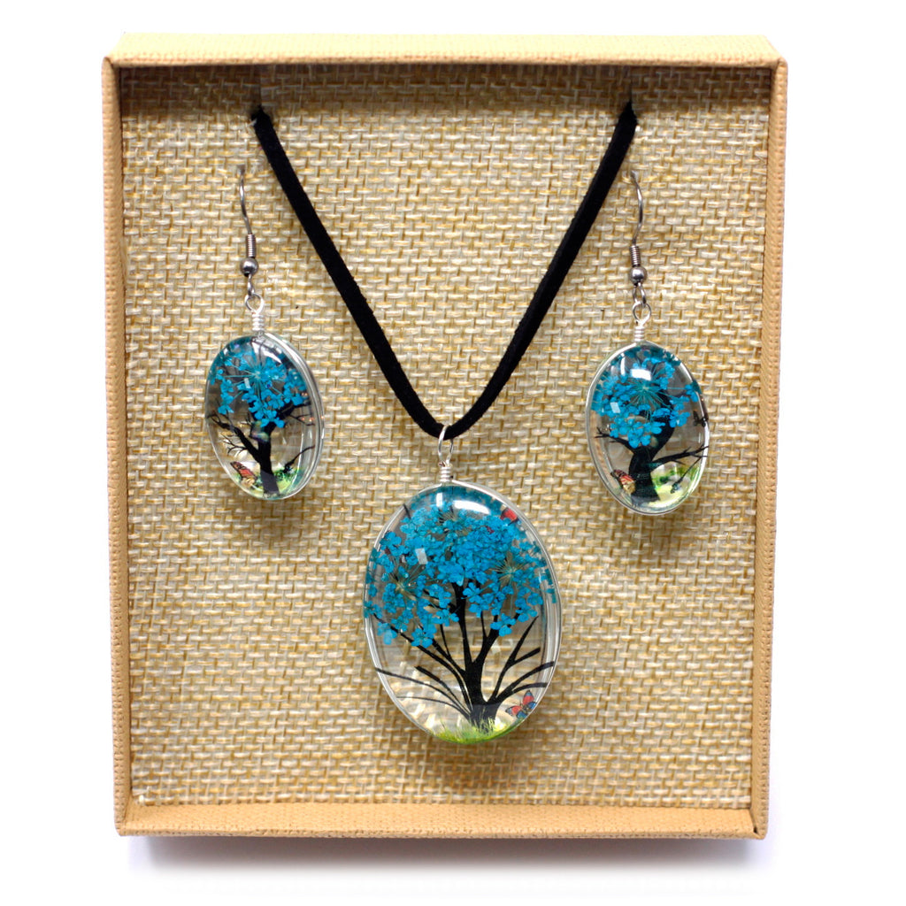Pressed Flowers - Tree of Life set - Teal image 0