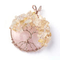 Citrine Tree on Rose Quartz Pendant image 0