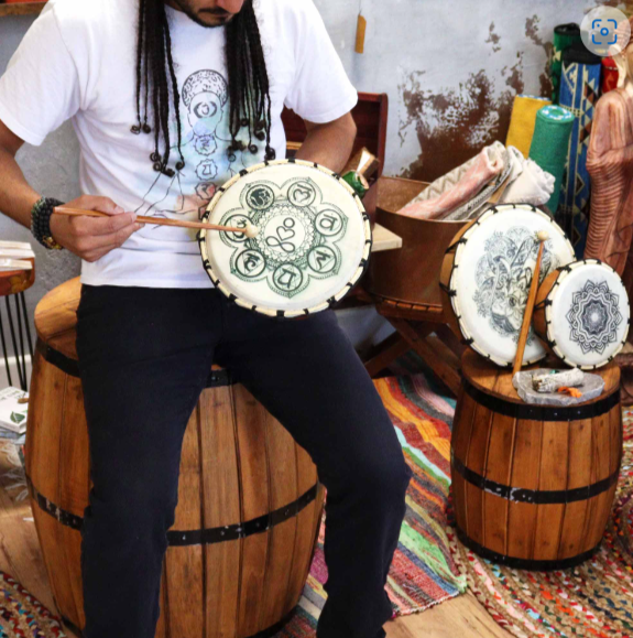Shamanic Drum with Two Sticks - 30cm Hamsa image 2