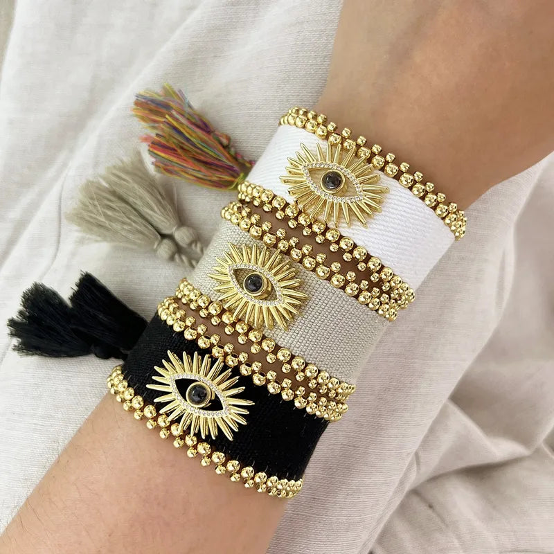Evil Eye Third Eye Cotton Drawstring Bracelet image 0