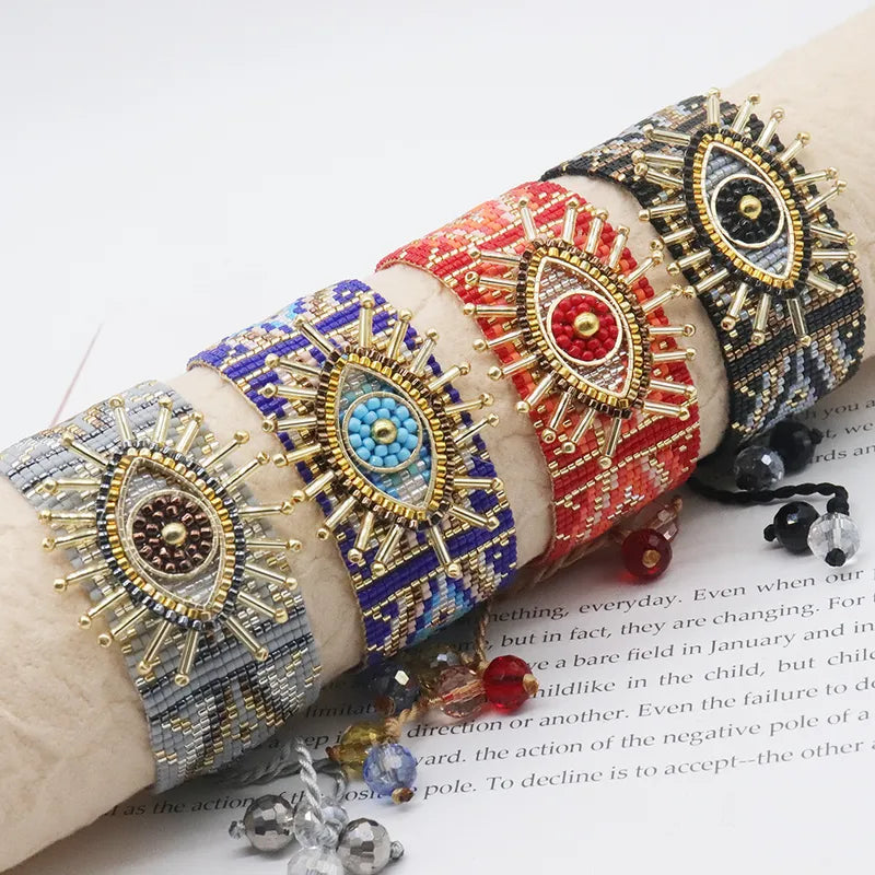 Bohemian Evil Eye Third Eye Cotton Drawstring Bracelet image 0