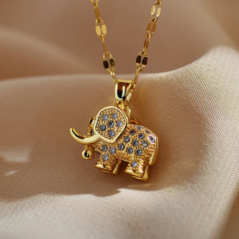 Jewelry Cute Elephant Titanium Steel Copper Zircon Gold Plated Plating Inlay Pen image 2