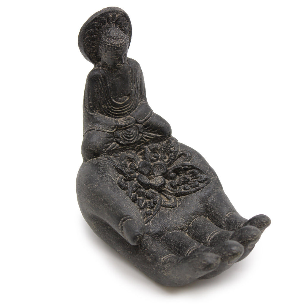 Buddah & Hand Concrete Incense Burner (black) image 0